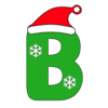 Letter b Christmas Font snowflakes, stocking hat, merry, holiday printable free stencil, font, clip art, template, large alphabet and number design, print, download, diy crafts.