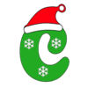 Letter c Christmas Font snowflakes, stocking hat, merry, holiday printable free stencil, font, clip art, template, large alphabet and number design, print, download, diy crafts.