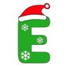 Letter e Christmas Font snowflakes, stocking hat, merry, holiday printable free stencil, font, clip art, template, large alphabet and number design, print, download, diy crafts.
