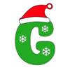 Letter g Christmas Font snowflakes, stocking hat, merry, holiday printable free stencil, font, clip art, template, large alphabet and number design, print, download, diy crafts.