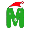 Letter m Christmas Font snowflakes, stocking hat, merry, holiday printable free stencil, font, clip art, template, large alphabet and number design, print, download, diy crafts.