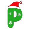 Letter p Christmas Font snowflakes, stocking hat, merry, holiday printable free stencil, font, clip art, template, large alphabet and number design, print, download, diy crafts.