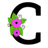 Letter c Flower font floral letter, style, alphabet, monogram, diy printable free stencil, font, clip art, template, large alphabet and number design, print, download, diy crafts.