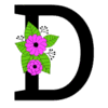 Letter d Flower font floral letter, style, alphabet, monogram, diy printable free stencil, font, clip art, template, large alphabet and number design, print, download, diy crafts.