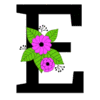 Letter e Flower font floral letter, style, alphabet, monogram, diy printable free stencil, font, clip art, template, large alphabet and number design, print, download, diy crafts.