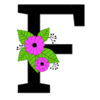 Letter f Flower font floral letter, style, alphabet, monogram, diy printable free stencil, font, clip art, template, large alphabet and number design, print, download, diy crafts.
