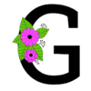 Letter g Flower font floral letter, style, alphabet, monogram, diy printable free stencil, font, clip art, template, large alphabet and number design, print, download, diy crafts.