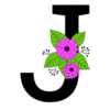 Letter j Flower font floral letter, style, alphabet, monogram, diy printable free stencil, font, clip art, template, large alphabet and number design, print, download, diy crafts.