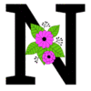 Letter n Flower font floral letter, style, alphabet, monogram, diy printable free stencil, font, clip art, template, large alphabet and number design, print, download, diy crafts.