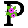 Letter p Flower font floral letter, style, alphabet, monogram, diy printable free stencil, font, clip art, template, large alphabet and number design, print, download, diy crafts.
