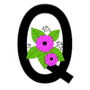 Letter q Flower font floral letter, style, alphabet, monogram, diy printable free stencil, font, clip art, template, large alphabet and number design, print, download, diy crafts.