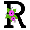 Letter r Flower font floral letter, style, alphabet, monogram, diy printable free stencil, font, clip art, template, large alphabet and number design, print, download, diy crafts.