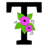 Letter t Flower font floral letter, style, alphabet, monogram, diy printable free stencil, font, clip art, template, large alphabet and number design, print, download, diy crafts.