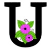Letter u Flower font floral letter, style, alphabet, monogram, diy printable free stencil, font, clip art, template, large alphabet and number design, print, download, diy crafts.