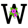 Letter w Flower font floral letter, style, alphabet, monogram, diy printable free stencil, font, clip art, template, large alphabet and number design, print, download, diy crafts.