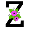 Letter z Flower font floral letter, style, alphabet, monogram, diy printable free stencil, font, clip art, template, large alphabet and number design, print, download, diy crafts.