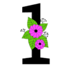 Letter 1 Flower font floral letter, style, alphabet, monogram, diy printable free stencil, font, clip art, template, large alphabet and number design, print, download, diy crafts.