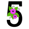 Letter 5 Flower font floral letter, style, alphabet, monogram, diy printable free stencil, font, clip art, template, large alphabet and number design, print, download, diy crafts.