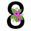 Letter 8 Flower font floral letter, style, alphabet, monogram, diy printable free stencil, font, clip art, template, large alphabet and number design, print, download, diy crafts.