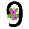 Letter 9 Flower font floral letter, style, alphabet, monogram, diy printable free stencil, font, clip art, template, large alphabet and number design, print, download, diy crafts.