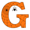 Letter g Halloween Letters  printable free stencil, font, clip art, template, large alphabet and number design, print, download, diy crafts.