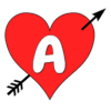 Letter a Heart Arrow  printable free stencil, font, clip art, template, large alphabet and number design, print, download, diy crafts.