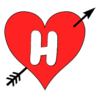 Letter h Heart Arrow  printable free stencil, font, clip art, template, large alphabet and number design, print, download, diy crafts.