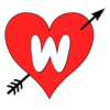 Letter w Heart Arrow  printable free stencil, font, clip art, template, large alphabet and number design, print, download, diy crafts.