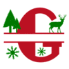 Letter g Christmas Monograms  printable free stencil, font, clip art, template, large alphabet and number design, print, download, diy crafts.