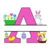 Letter a Easter Monogram  printable free stencil, font, clip art, template, large alphabet and number design, print, download, diy crafts.