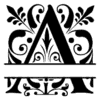 Letter a Fancy Monogram  printable free stencil, font, clip art, template, large alphabet and number design, print, download, diy crafts.