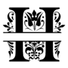 Letter h Fancy Monogram  printable free stencil, font, clip art, template, large alphabet and number design, print, download, diy crafts.