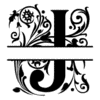 Letter j Fancy Monogram  printable free stencil, font, clip art, template, large alphabet and number design, print, download, diy crafts.