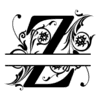 Letter z Fancy Monogram  printable free stencil, font, clip art, template, large alphabet and number design, print, download, diy crafts.