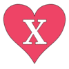 Letter x Heart Stencils  printable free stencil, font, clip art, template, large alphabet and number design, print, download, diy crafts.