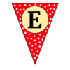 Letter e Triangle Banner pennant, flag, templates, welcome signs, happy birthday signs printable free stencil, font, clip art, template, large alphabet and number design, print, download, diy crafts.
