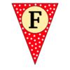 Letter f Triangle Banner pennant, flag, templates, welcome signs, happy birthday signs printable free stencil, font, clip art, template, large alphabet and number design, print, download, diy crafts.