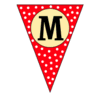 Letter m Triangle Banner pennant, flag, templates, welcome signs, happy birthday signs printable free stencil, font, clip art, template, large alphabet and number design, print, download, diy crafts.