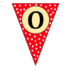 Letter o Triangle Banner pennant, flag, templates, welcome signs, happy birthday signs printable free stencil, font, clip art, template, large alphabet and number design, print, download, diy crafts.