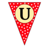 Letter u Triangle Banner pennant, flag, templates, welcome signs, happy birthday signs printable free stencil, font, clip art, template, large alphabet and number design, print, download, diy crafts.
