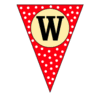 Letter w Triangle Banner pennant, flag, templates, welcome signs, happy birthday signs printable free stencil, font, clip art, template, large alphabet and number design, print, download, diy crafts.