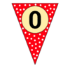 Letter 0 Triangle Banner pennant, flag, templates, welcome signs, happy birthday signs printable free stencil, font, clip art, template, large alphabet and number design, print, download, diy crafts.