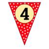 Letter 4 Triangle Banner pennant, flag, templates, welcome signs, happy birthday signs printable free stencil, font, clip art, template, large alphabet and number design, print, download, diy crafts.