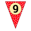 Letter 9 Triangle Banner pennant, flag, templates, welcome signs, happy birthday signs printable free stencil, font, clip art, template, large alphabet and number design, print, download, diy crafts.