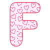 Letter f Valentine  printable free stencil, font, clip art, template, large alphabet and number design, print, download, diy crafts.