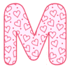 Letter m Valentine Lettering  printable free stencil, font, clip art, template, large alphabet and number design, print, download, diy crafts.