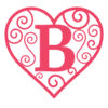 Letter b Valentine Stencils  printable free stencil, font, clip art, template, large alphabet and number design, print, download, diy crafts.