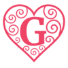 Letter g Valentine Stencils  printable free stencil, font, clip art, template, large alphabet and number design, print, download, diy crafts.