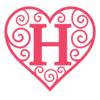Letter h Valentine Stencils  printable free stencil, font, clip art, template, large alphabet and number design, print, download, diy crafts.