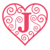 Letter j Valentine Stencils  printable free stencil, font, clip art, template, large alphabet and number design, print, download, diy crafts.